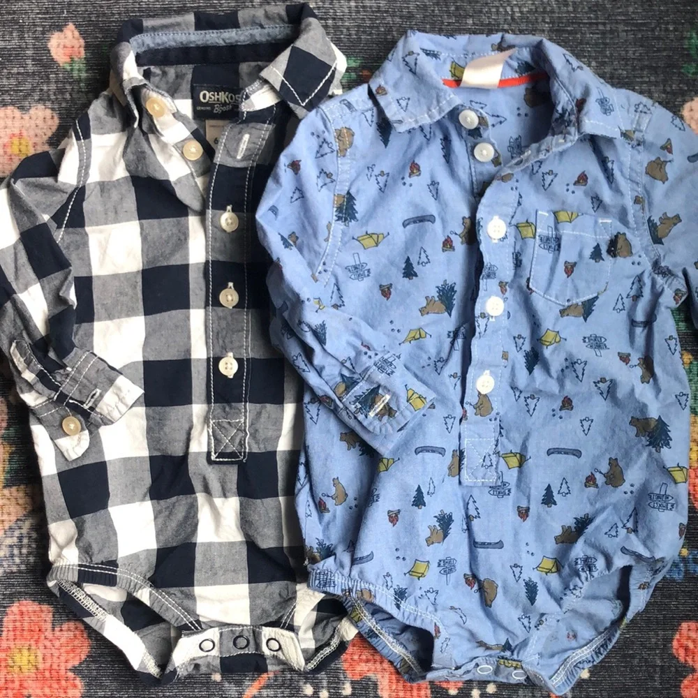 OshKosh Baby Button Down Onesies, 6-9 Months